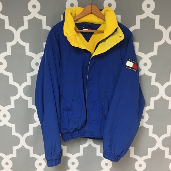 tommy hilfiger blue and yellow jacket